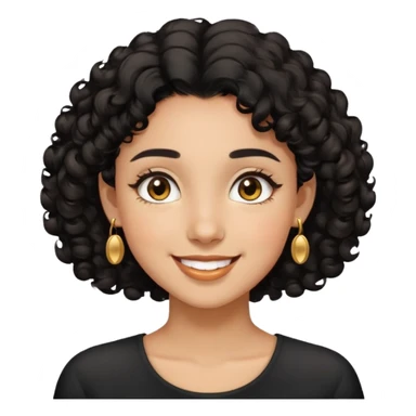 Girl showing happiness, medium skin tone, short curly black hair, gold earrings, brown eyes Minimal emoji showing happiness, medium skin tone, short curly black hair, gold earrings, brown eyes sticker