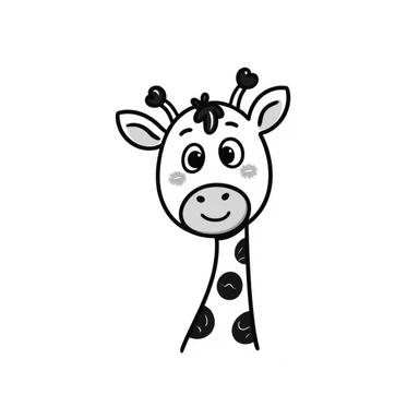 An adorable, blushing giraffe emoji with big, sparkly eyes, a shy smile, and exaggerated rosy cheeks. The design should be ultra-cute, with a rounded face and tiny features. Ideal for 'aww' or 'thanks' reactions in chat. sticker
