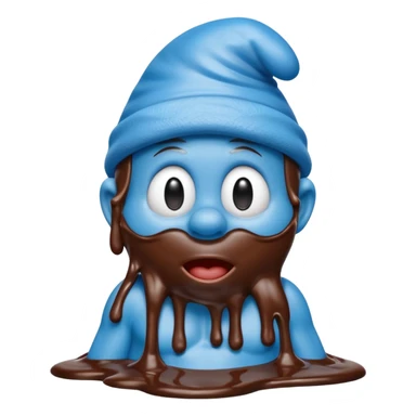 A blue Smurf covered in chocolate sticker