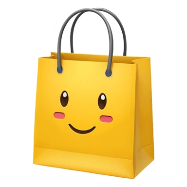 Turn this yellow shopping bag into a single flat emoji.
Keep the bag shape and yellow color.
Remove all text and details.
Simple, cute, Apple-style emoji.
Transparent background. sticker