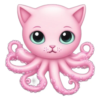 Light pink cat pink sparkly cat eyes  cute fluffy Octopus Tentacles body sticker