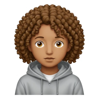 Gut wearing a hoodie with curly hair sticker