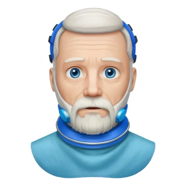 Older man with a full beard, a medical neck brace, and blue eyes. sticker