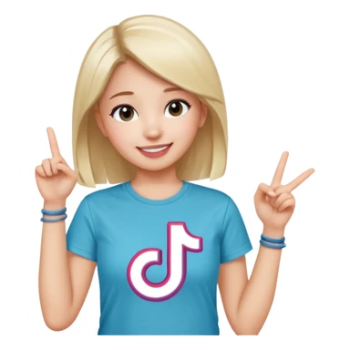 Girl with tiktok logo point upwards sticker