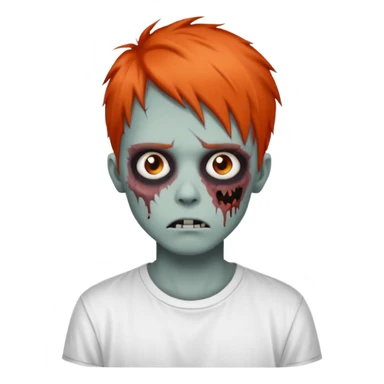 zombie teen emo with emo dark orange hair grunge style white shirt  sticker