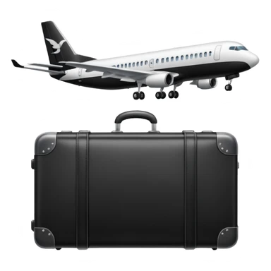 Luggage bags with plane taking off in the background  sticker