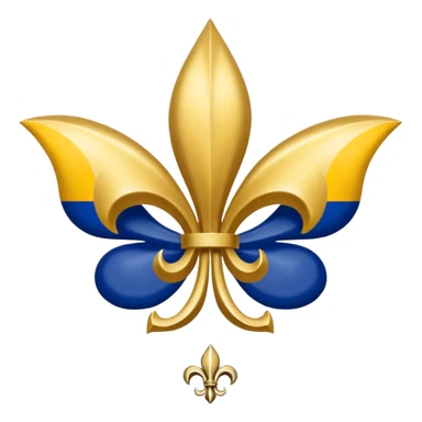 Louisiana Creole flag with a deep blue background, a single gold five-pointed star in the upper left, and three gold fleur-de-lis below it. Flat vector design, clean lines, high contrast, no text, clear at small size. sticker