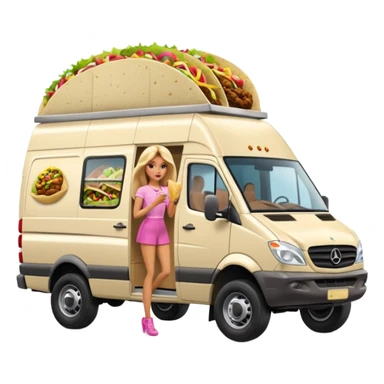 Barbie’s hot tacos Extended length body Sprinter 4500 van high roof delivery truck   sticker