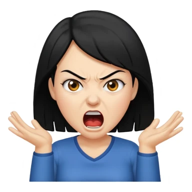 angry mom with black hair yelling sticker