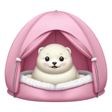 Seal in a light pink tent  sticker