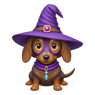 Dachshund dog wear purple wicth hat sticker