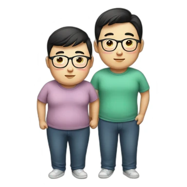 Chinese chubby gay couple with glasses sticker