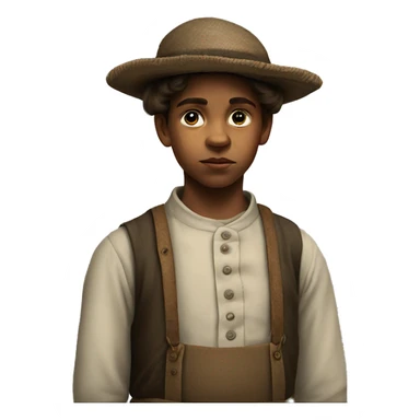 19th century peasant boy photorealistic serious sticker