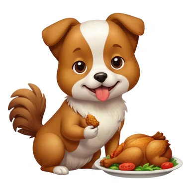 dog eating chicken  sticker