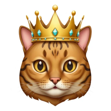 brown bengal cat with crown sticker