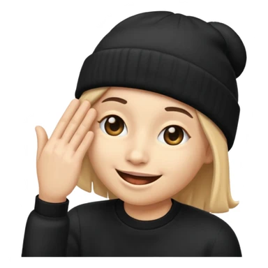 Emoji with black beanie hat pulled down over eyes sticker