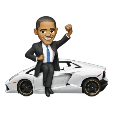 obama-dabbing-in-a-Lamborghini sticker