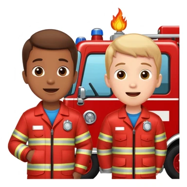 Two love y boys excited to see a firetruck  sticker