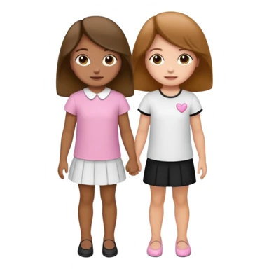 cientificas con blusa rosa y bata blanca felices, una chica con pelo marrón y otra chica un poco mas pequeña como una niña con pelo negro, deben tener la piel un poco bronceadas sticker