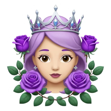 Purple rose with silver tiara and a purple emblem leaf wreath sticker