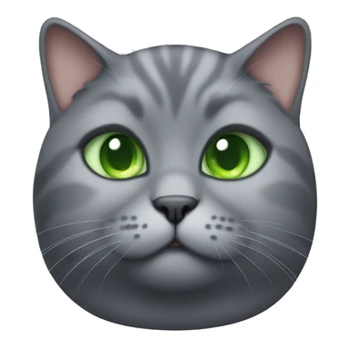 Fat grey cat with green eyes cute sticker