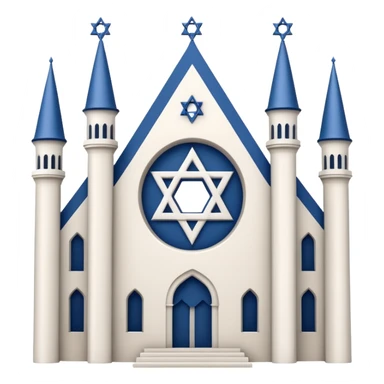 reform jewish synagogue similar to historical religious architecture in europe. the building should be white in color, feature gothic architectural elements and star of david as main symbol. no crosses, no christian symbols, no blue colors and no visual associations with israel. ios style. sticker