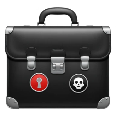 closed black hacking briefcase with hacker stickers sticker