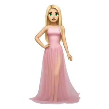 Realistic White girl with Long straight blonde hair, green eyes, tattoos, full body wearing pink tulle dress sticker