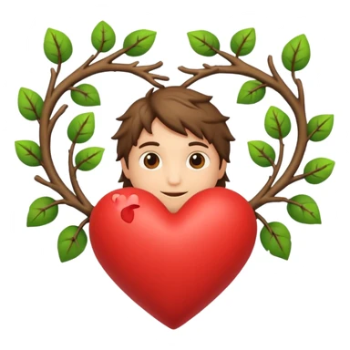 nature bard character heart sign with branches sticker