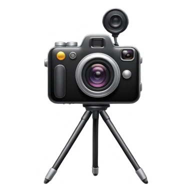 Emoji of a photo camera on a tripod, iPhone emoji style. Flat design, smooth gradients, rounded edges, soft shadows, clean look, white background sticker