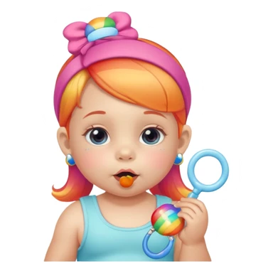 a rainbow skin baby girl with pacifier sticker
