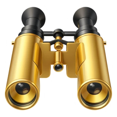 gold binoculars with large lenses simple eye holes and straight shaft and transparent background sticker