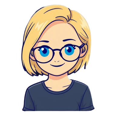 smiling blonde girl portrait blue eyes and glasses in love sticker