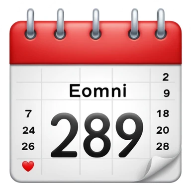 calendar with number 28, white page and red top sticker