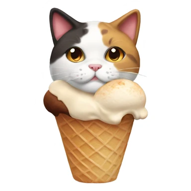 Icecream with fat calico cat sticker