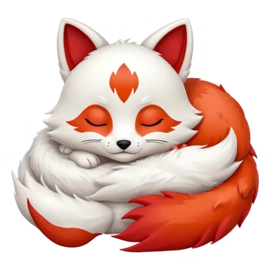 Snoozing white with red marks Chibi baby cute kitsune   sticker