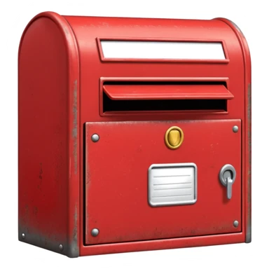 red postbox with a mail slot sticker