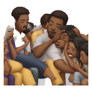 people having a group crying session sticker