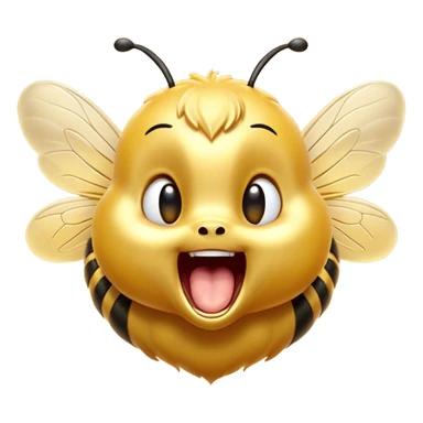 Cinematic Adorable Yawning Bee Portrait Emoji, Head tilted slightly with a dramatic, wide-open yawn, showcasing a tiny, fuzzy body with gently drooping wings and sleepy, half-closed eyes, Simplified yet irresistibly cute features, highly detailed, glowing with a soft, cozy golden glow, high shine, relaxed yet expressive, stylized with a dash of whimsical honey charm, soft glowing outline, capturing the essence of a drowsy bee that appears ready to stretch out for a nap! sticker