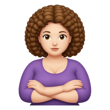 Curvy fair skin woman with natural hair arms folded.  sticker
