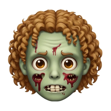 emoji de zumbi cabelo cacheado castanho claro e olho castanho sticker