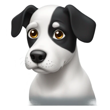 Black and white dog with eyebrow sticker