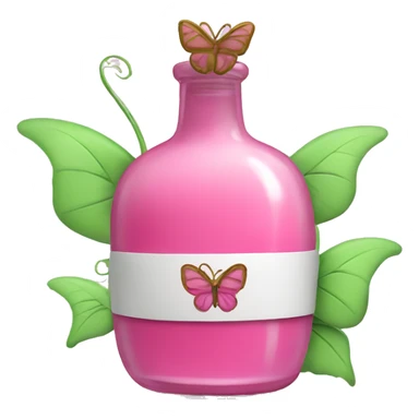 Pink potion with green vines wrapped around it with a pink butterfly sitting on top sticker