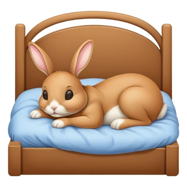 Tan bunny sleeping in a bed sticker