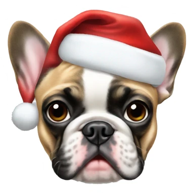 French bulldog with a Santa hat sticker