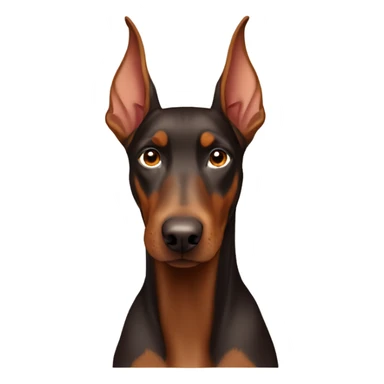 Brown Doberman without cropped ears looking forward and happy  sticker