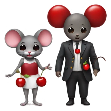 mouse and a person dressed as a cherry together sticker