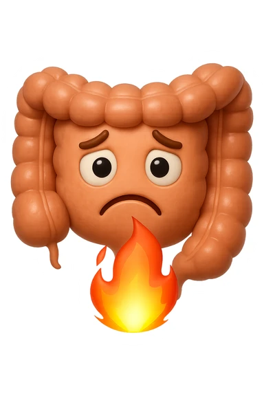 EMOJI STILE IPHONE 3D DI BATTERI INTESTINALI 3D CON ESPRESSIONE TRISTE  IN VOLTO MENTRE SOTTO DI LORO BRUCIA UNA FIAMMA, FAGLI ANCHE LA PARTE BIANCA DEGLI OCCHI, NON SOLO LA PUPILLA sticker