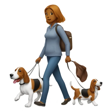 Mom walking basset hound that a baby is riding sticker