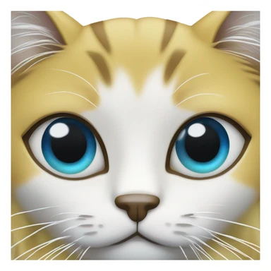 Gata Blanca con él ojo derecho azul y el ojo izquierdo entre verde y amarillo  sticker